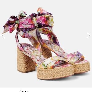 Christian Louboutin Mariza Du Desert Blooming Ankle-Wrap Red Sole Sandals